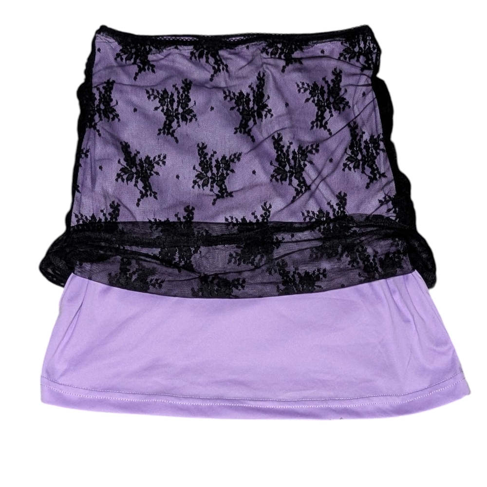 Urban Outfitters Y2K Black Lace Coquette Goth Fairycore Purple Mini Skirt XS - Picture 6 of 14